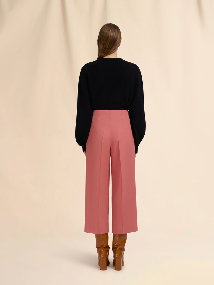 Pink wool cropped trousers - Pants - Image 3