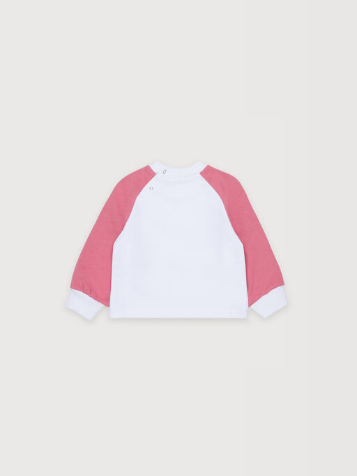 White and cotton cotton sweatshirt with bird print - Sweaters