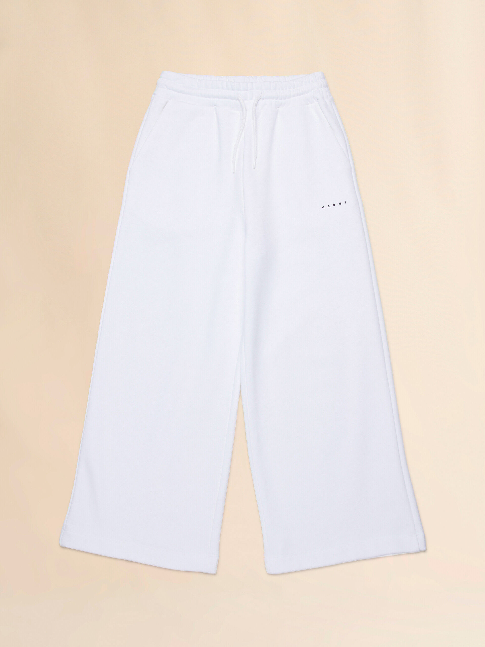 ホワイト コットンスウェットパンツ、マイクロマルニプリント入り | Marni