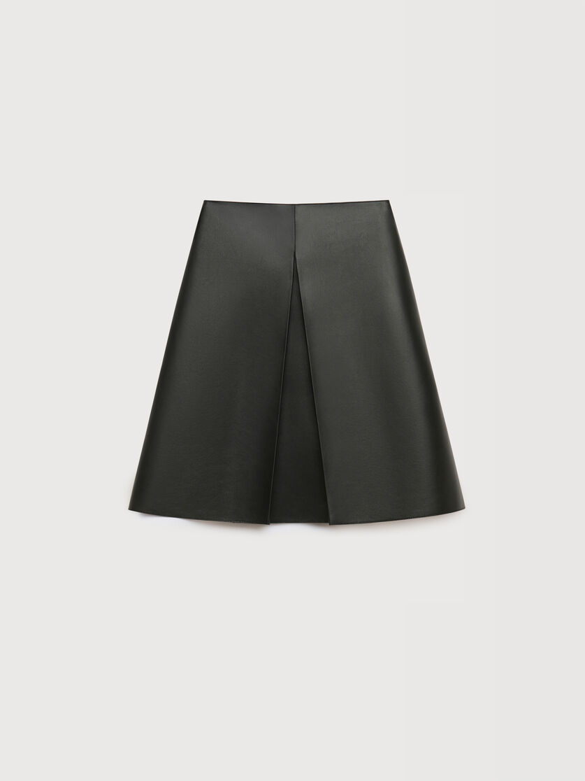 Black nappa leather skirt with pleat, Image 1