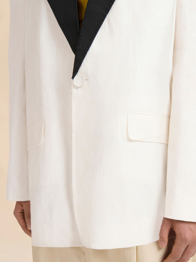 White cotton jacket with waves and drops jacquard motif - Jackets - Image 5