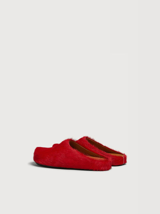 Fussbett Sabot in vitello a pelo lungo rosso - Sandali