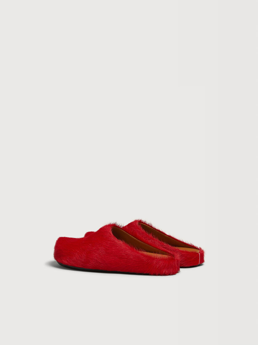 Red long-hair calfskin Fussbett sabot, Image 3