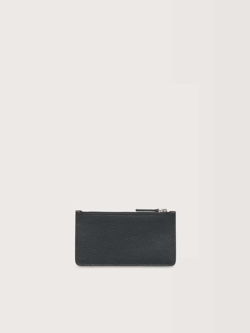 Black leather card case with Marni Mending embroidery - Wallets