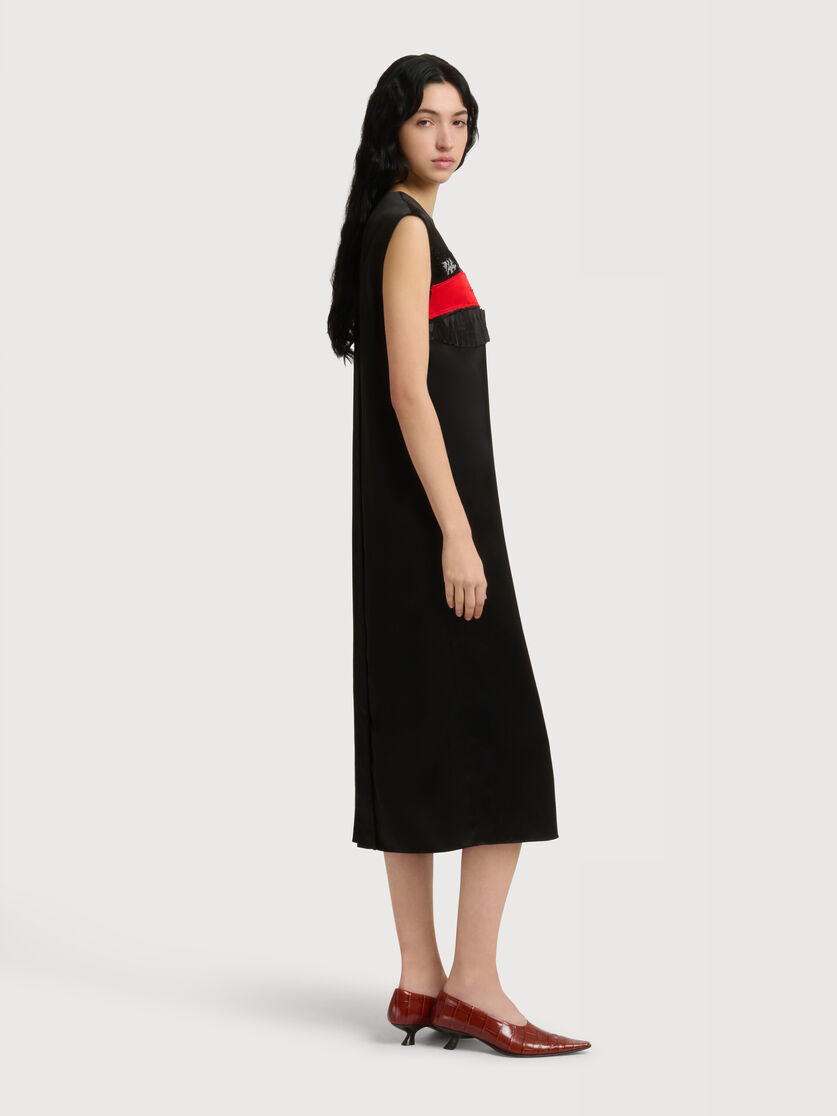 Black satin dress with Crimson Flow patches, Image 3