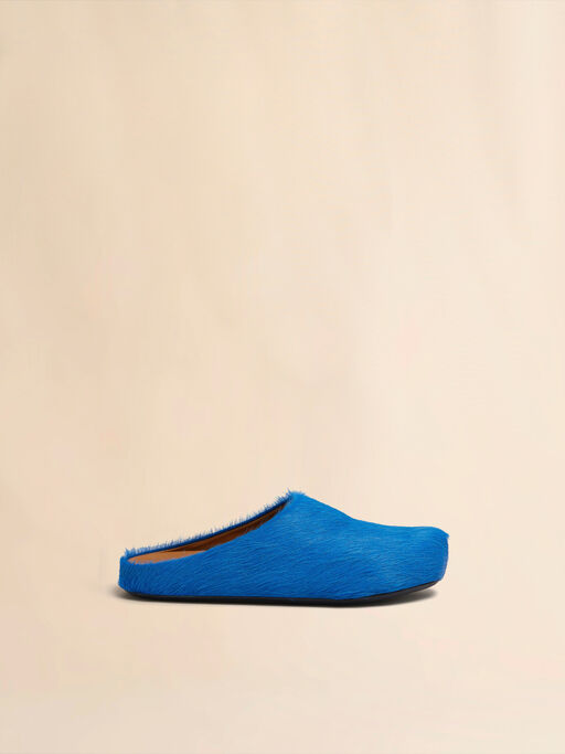 Blue long-hair calfskin Fussbett sabot - Clogs