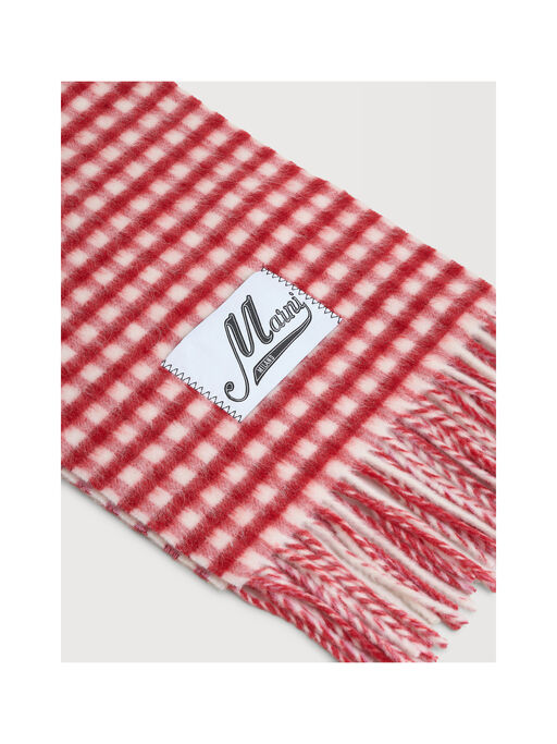 Double check wool and mohair red and white scarf - Scarves
