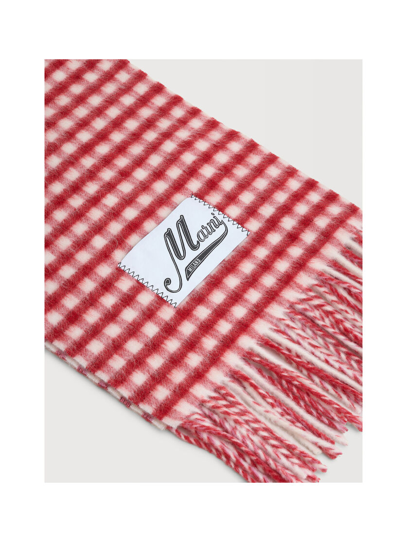 Double check wool and mohair red and white scarf, Image 3