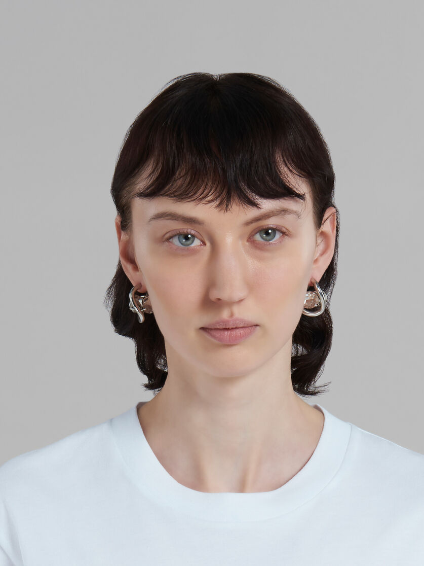 Twisted hoop earrings with rhinestone details - Earrings - Image 2