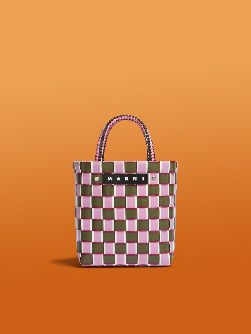 オレンジ&ブラック ウォーブン素材製 MARNI MARKET TAPE BASKETバッグ - ショッピングバッグ - Image 1