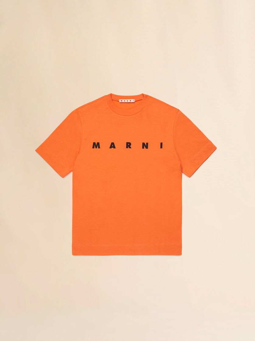 Orange cotton t-shirt with logo, Image 1