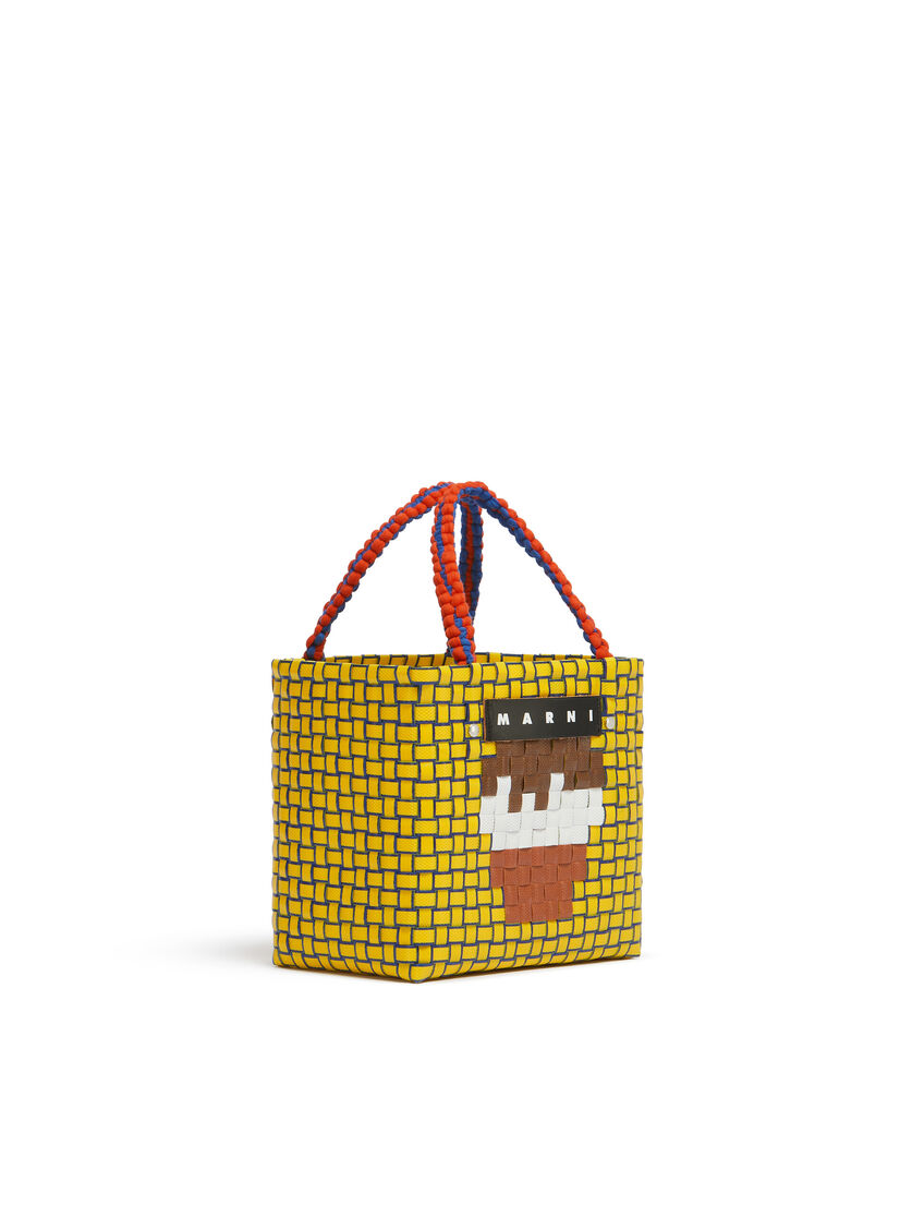 Blue MARNI MARKET MINI BASKET bag with front graphic - Shopping Bags - Image 2