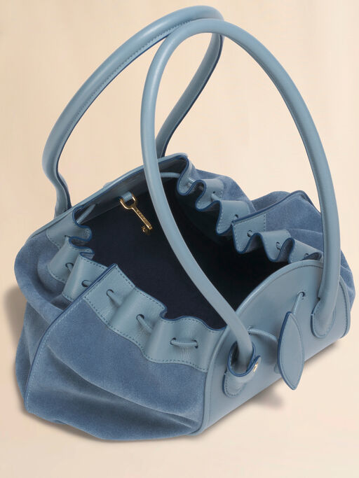 Blue leather and suede Tulipea shoulder bag - Shopping Bags