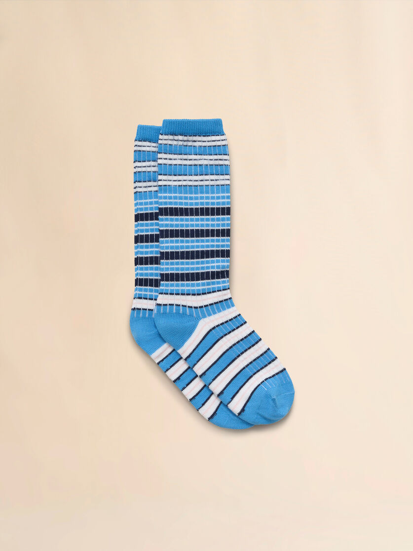Light blue striped cotton socks - Socks - Image 1