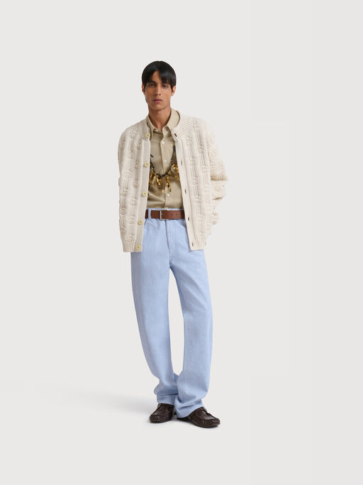 Light blue coated denim jeans - Pants