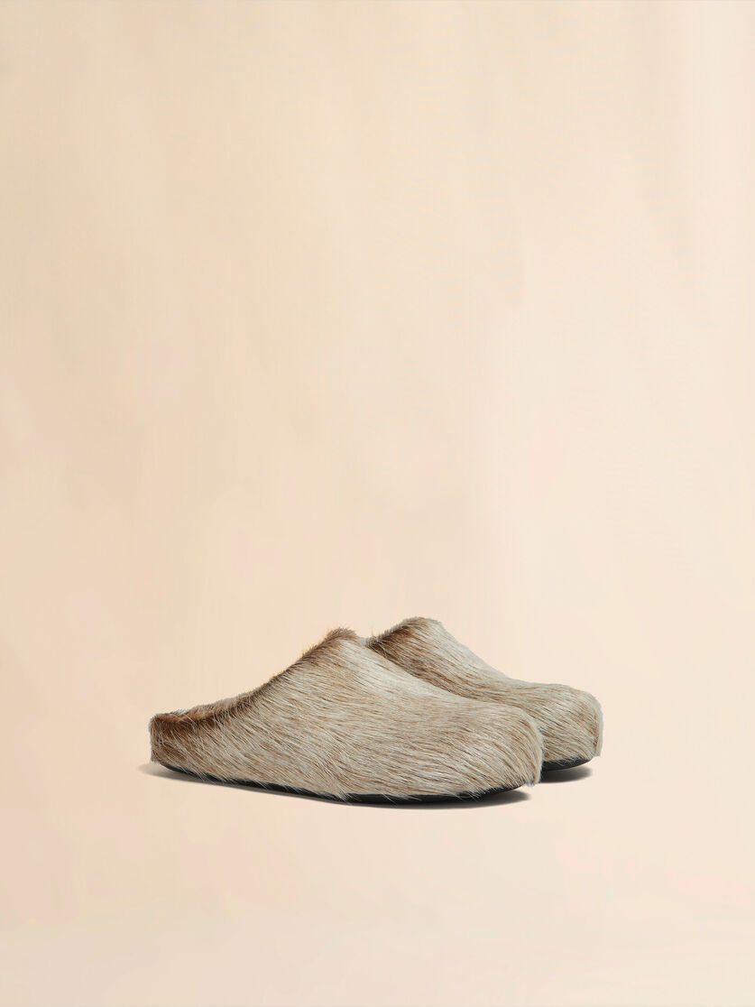 Blue-grey long hair calfskin Fussbett sabot - Clogs - Image 2