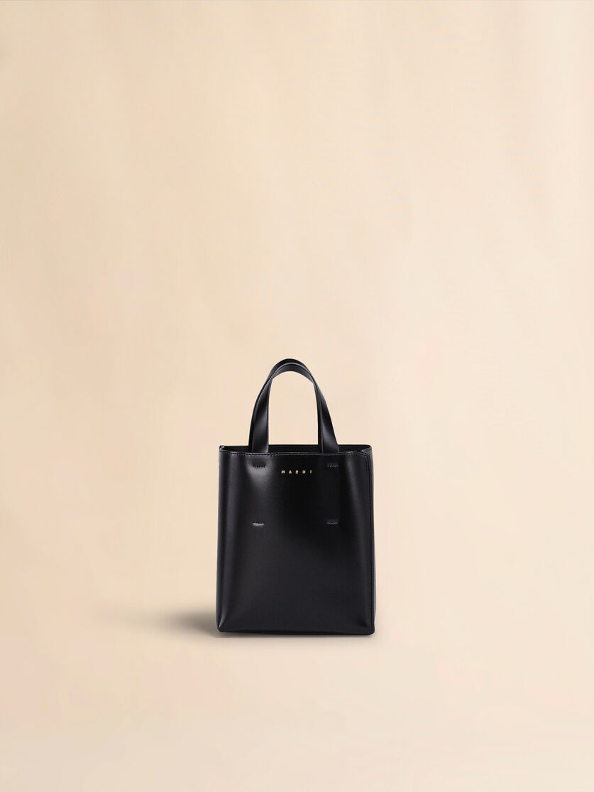 Zweifarbige MUSEO Tasche aus glänzendem Kalbsleder mit Schulterriemen - Shopper - Image 1