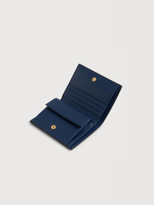 Blue, beige and light blue saffiano leather bi-fold wallet - Wallets