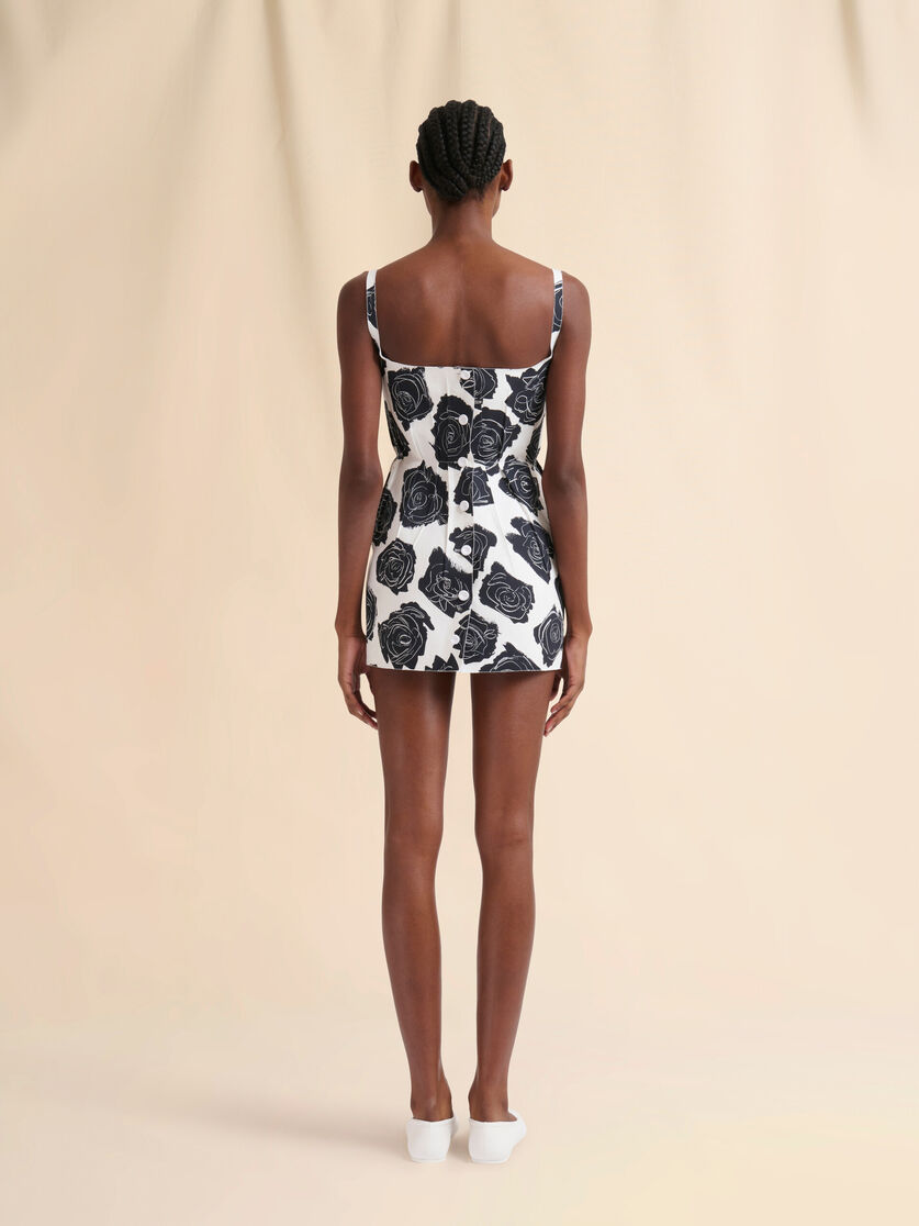 White bonded poplin mini dress with Luna print - Dresses - Image 3