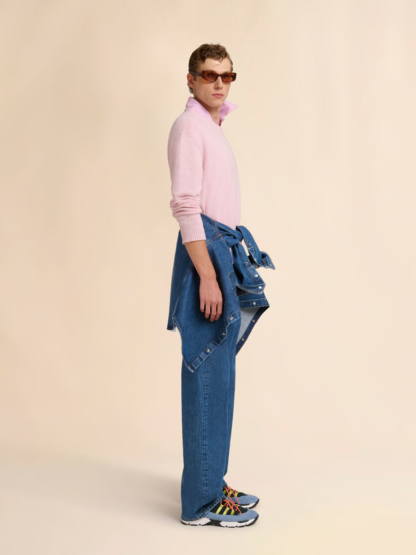 Pink poplin bowling shirt with peeping Marni logo, Image 5