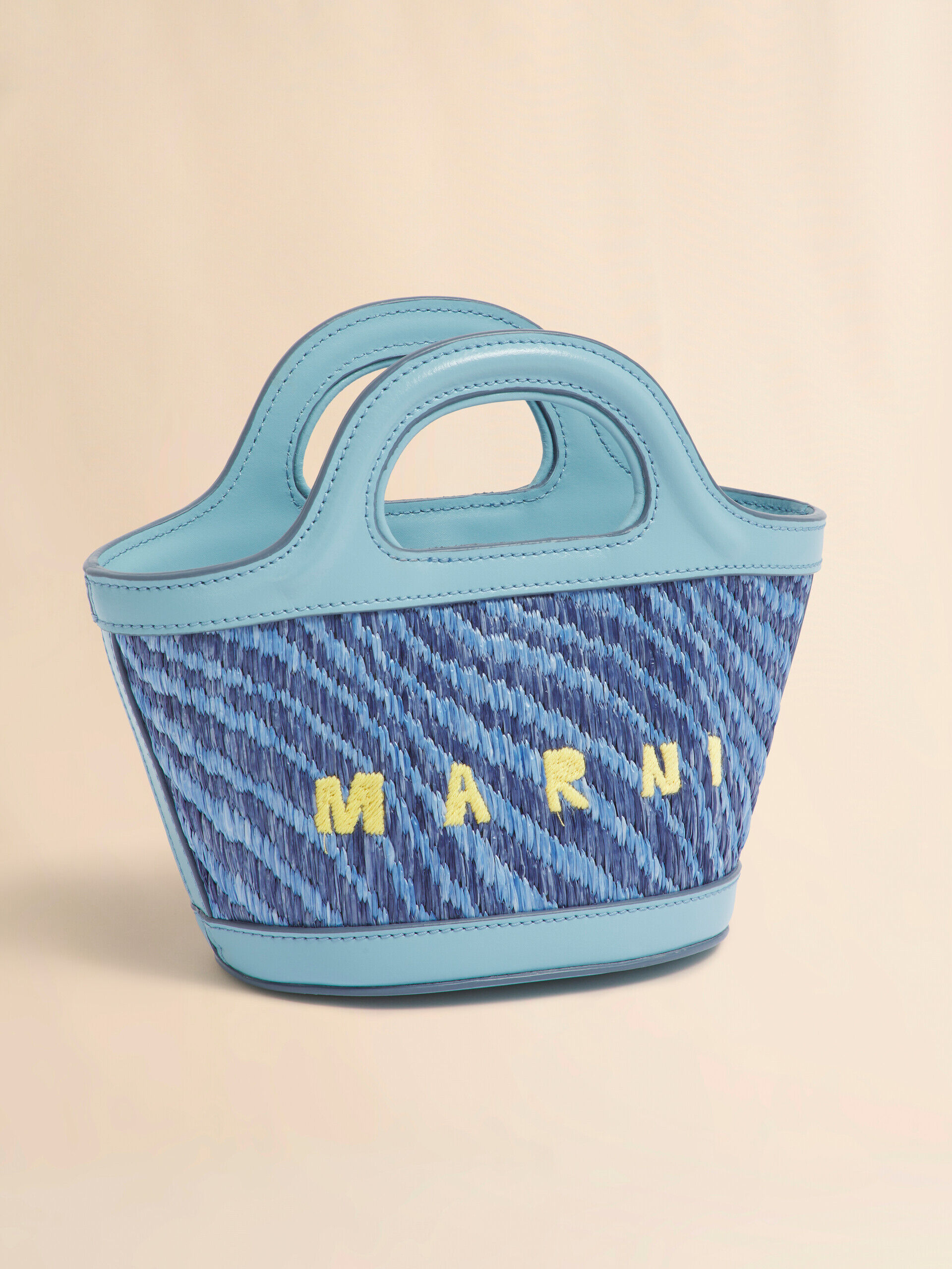 Blue wavy raffia-effect Tropicalia micro bag | Marni