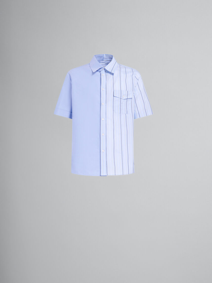 ライトブルー オーガニックポプリン製 ハーフ＆ハーフシャツ - シャツ - Image 1