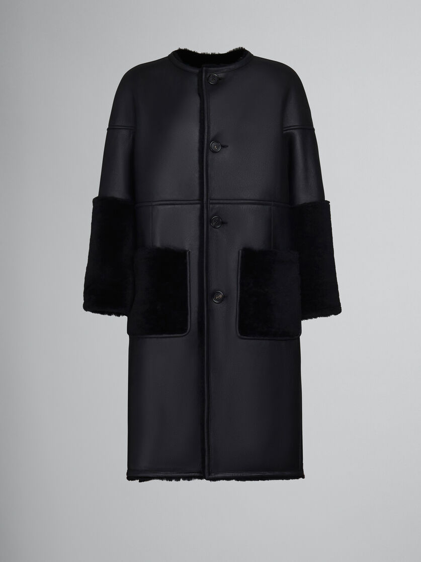 Black reversible shearling coat - Coat - Image 1
