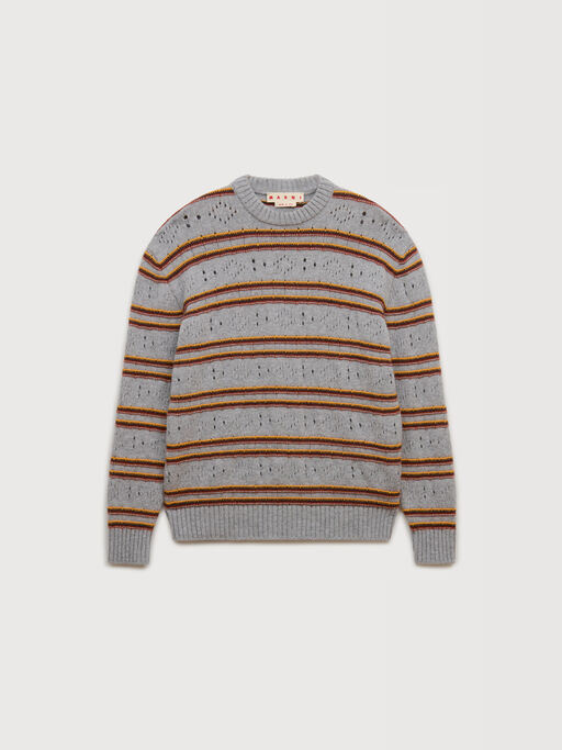 Grey cashmere jumper with openwork knit - Pullovers