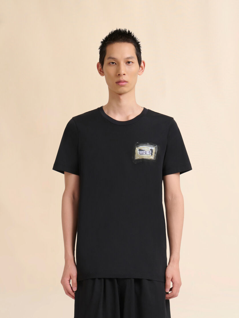 ブラック コットン製T-シャツ、スモールマルニコラージュプリント - シャツ - Image 2
