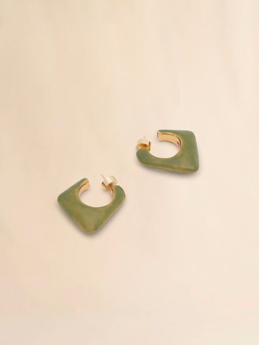 Green enamel Trapeze hoop earrings - Earrings