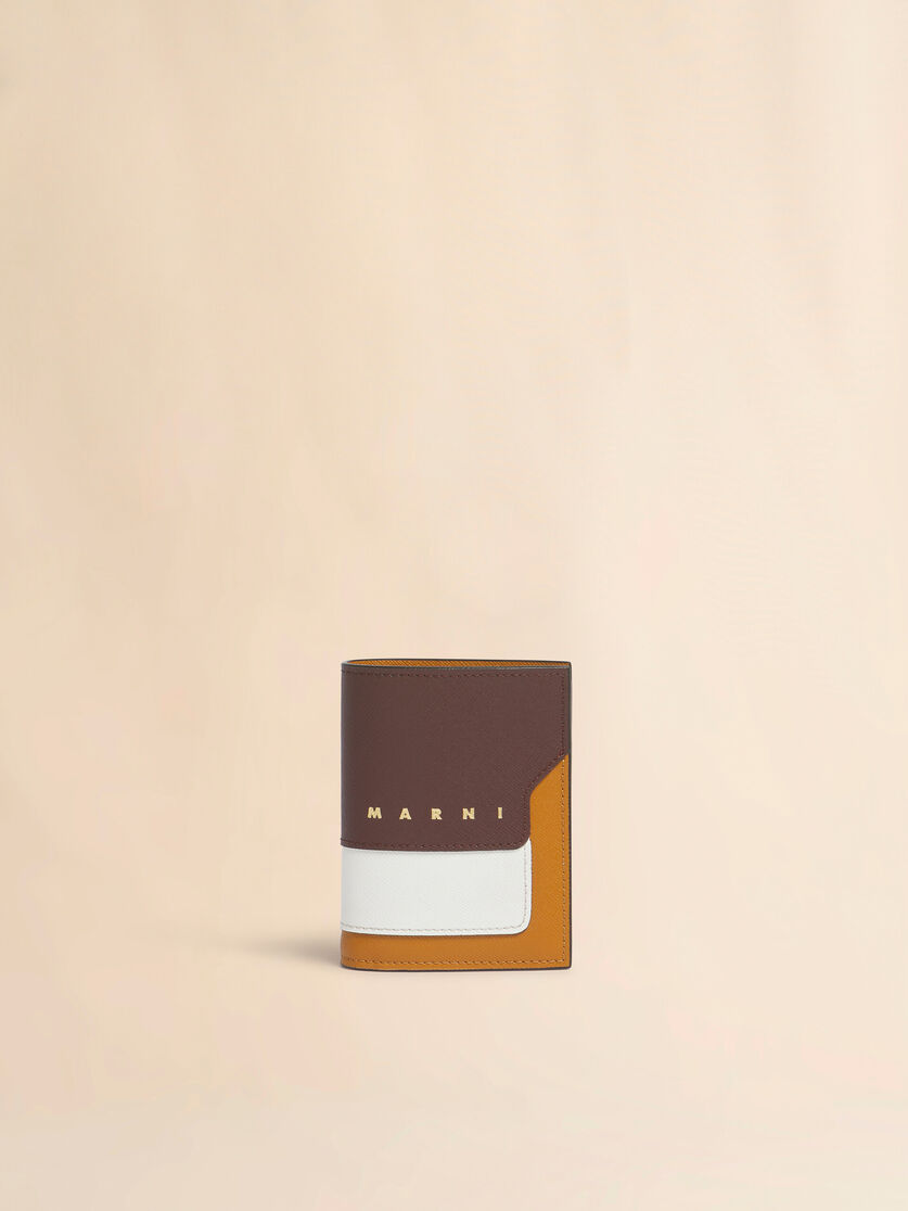 ブラウン ホワイト マスタード サフィアーノレザー製二つ折りウォレット, Image 1