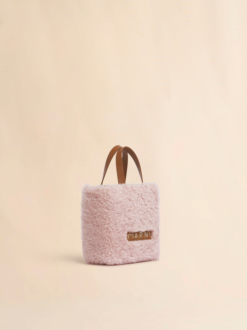 ブルー ベージュ シアリング＆レザー製 Museo ソフトミニバッグ - ショッピングバッグ - Image 6