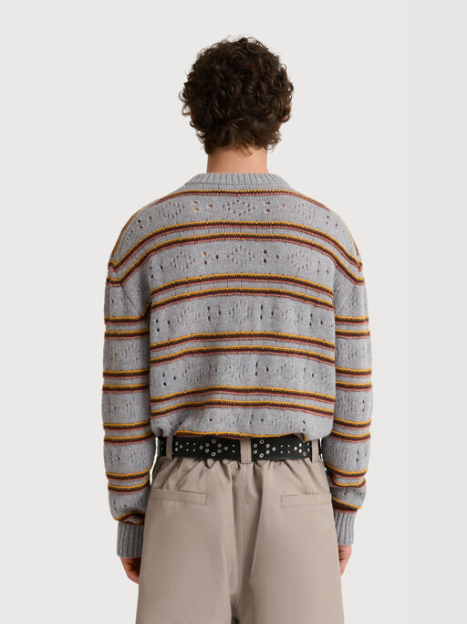 Grey cashmere jumper with openwork knit - Pullovers