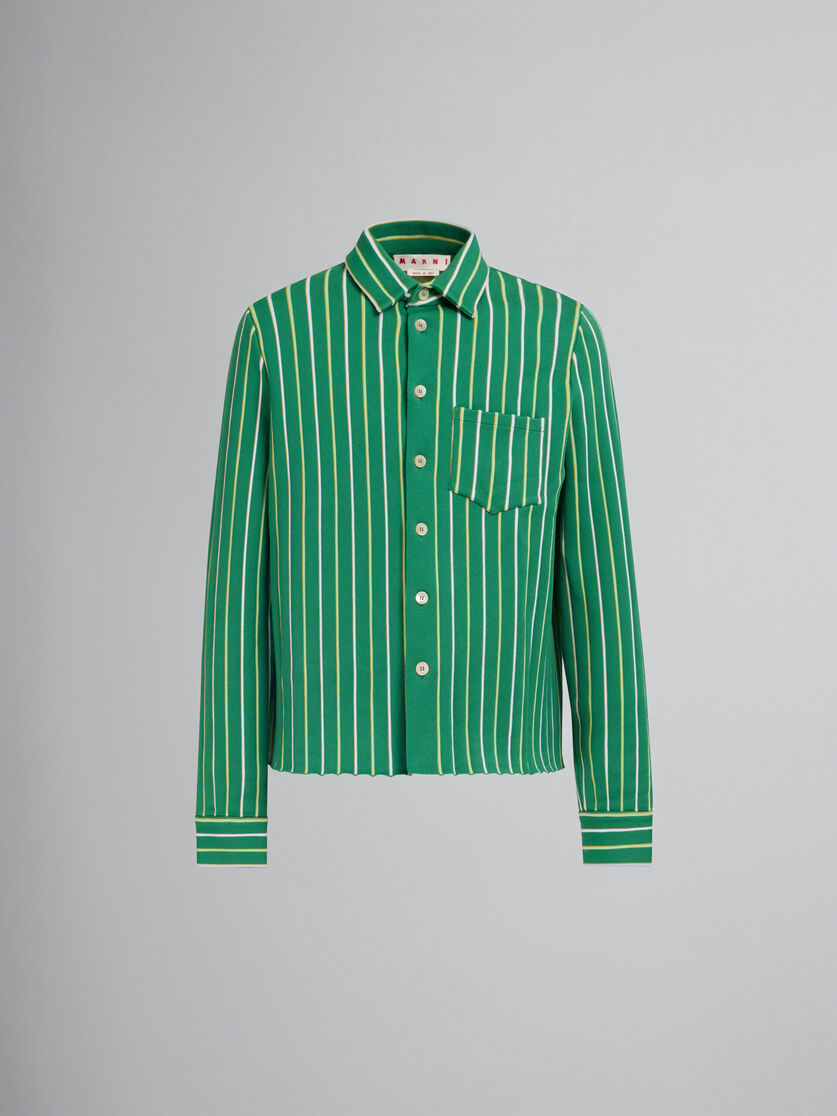 Grün gestreiftes Hemd aus technischem Strick - Hemden - Image 1