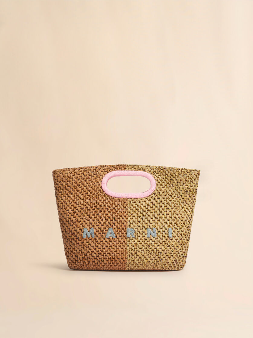Dark and light brown paper raffia Seaside clutch, Image 1