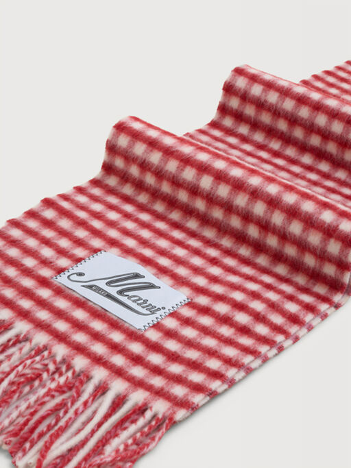 Double check wool and mohair red and white scarf - Scarves