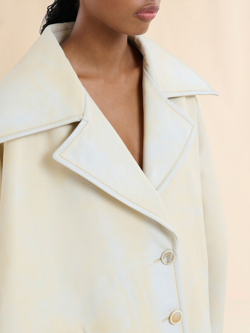 Light yellow leather cape - Coats - Image 4