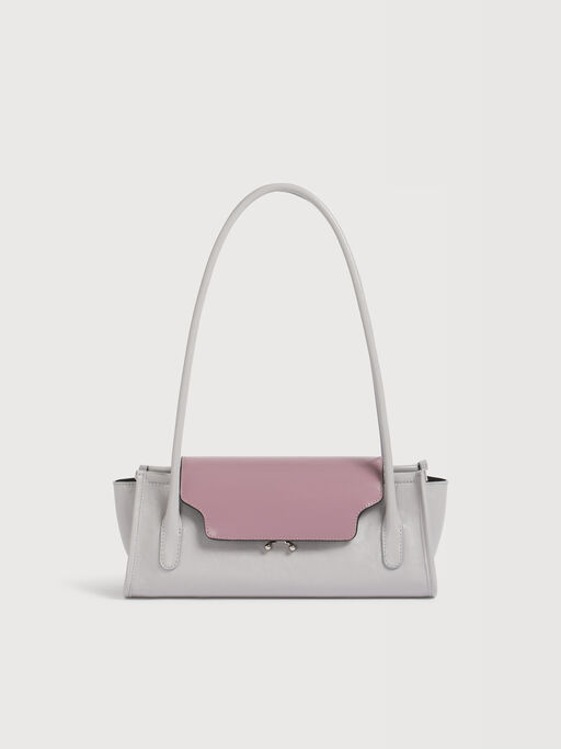 Sac Trunkette en cuir gris et violet - Sacs port&eacute;s &eacute;paule