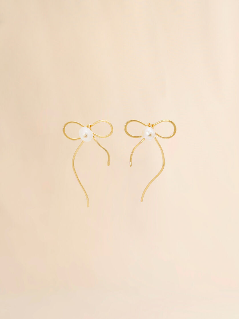 Golden Bow stud earrings - Earrings - Image 3