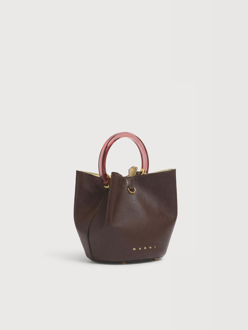 Brown leather Pannier bucket bag, Image 4