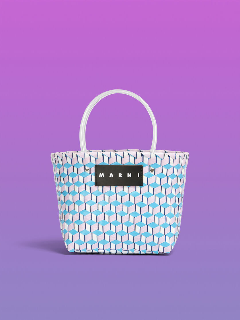 MARNI MARKET 3D BAG aus würfelförmigem Gewebe in Blassblau - Shopper - Image 1