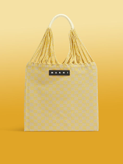 サフラン MARNI MARKET CHECKERBOARD HAMMOCK BAG - ショッピングバッグ