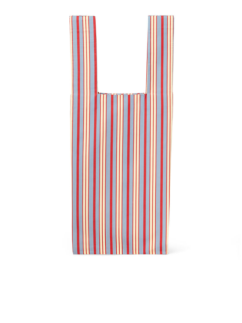 MARNI MARKET viscose shopping bag with pale blue and red stripes - Shopping Bags - Image 3