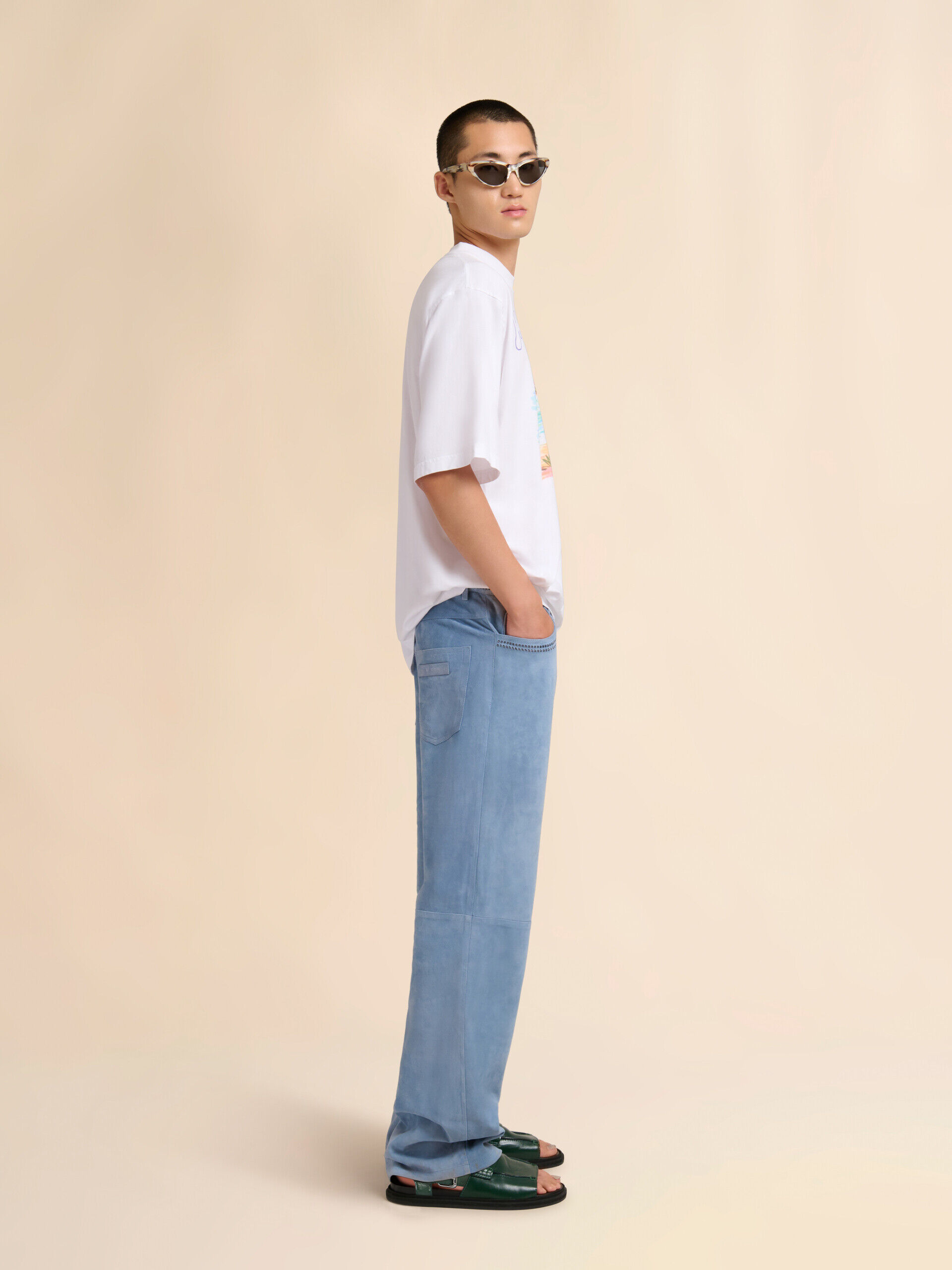 White cotton T-shirt with Marni Beach postcard print | Marni White cotton T-shirt with Marni Beach postcard print | Marni