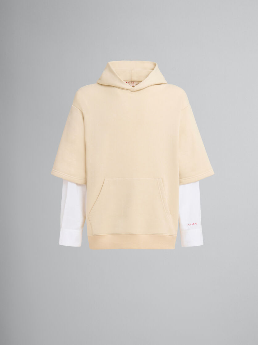Marni YK Jeong - 오프 화이트 브러시드 플리스 소재 셔츠 슬리브 디테일 후디 - 스웨터 - Image 1