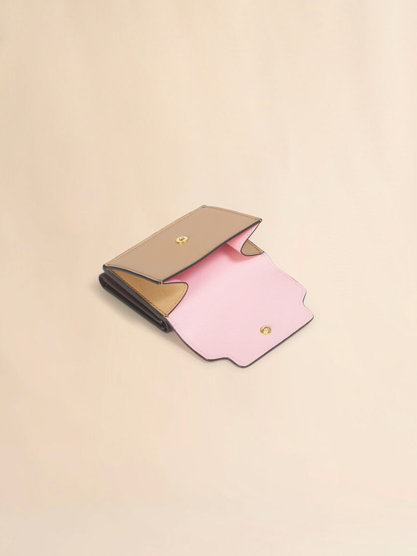 ピンク ライトブラウン ダークブラウン サフィアーノレザー製三つ折りウォレット, Image 5