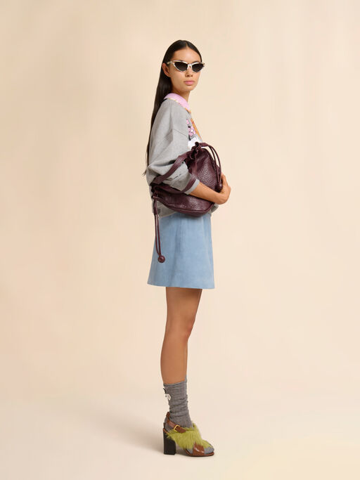 Gray cotton sweatshirt with Melodia floral print - Sweaters