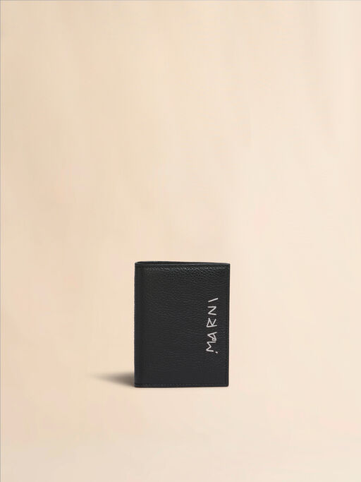 Black leather bifold wallet with Marni Mending - Wallets