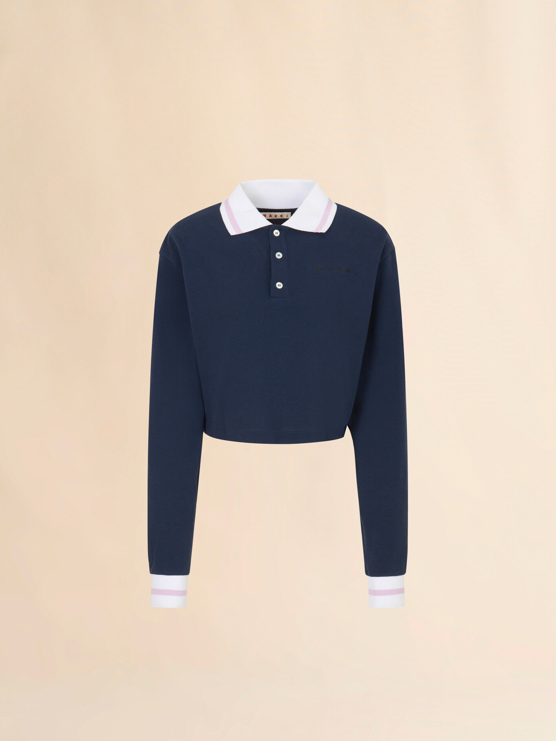 ディープブルー ピケ 長袖ポロシャツ | Marni