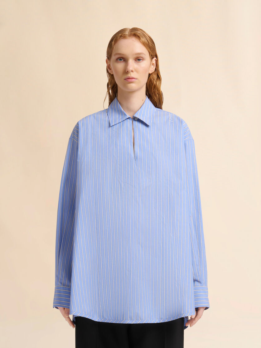 Striped cotton poplin shirt - Shirts - Image 2